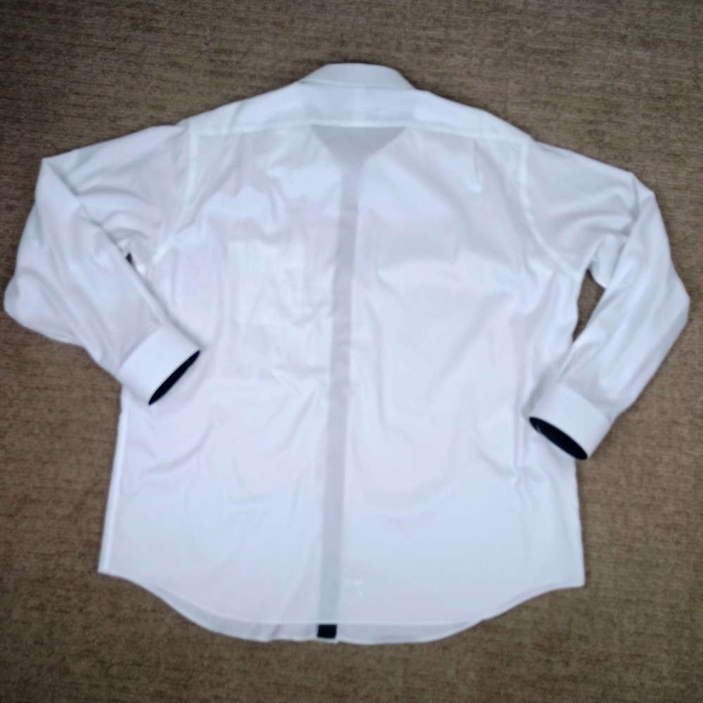 Paul Fredrick Mens White Non-Iron Stretch Dress Shirt 18.5 x 36 Formal Shirt - Picture 9 of 13